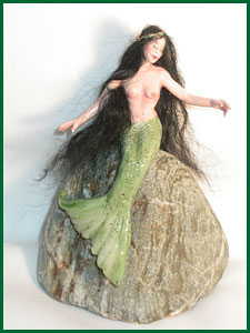 Sea maiden mermaid clay sculpture