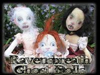 Spooky and loveable Ravensbreath Ghost Dolls by Leigh. They will haunt you forever.