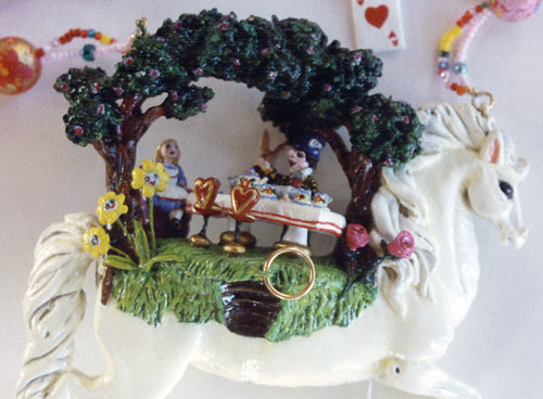 Mad Tea Party on Horseback clay figure/necklace Mad Tea Party on Horseback clay figure/necklace