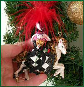 Masquerade bunny on horseback with removable mask. Polymer clay necklace or figurine Masquerade bunny on horseback with removable mask. Polymer clay necklace or figurine