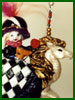 Masquerade bunny on horseback with removable mask. Polymer clay necklace or figurine