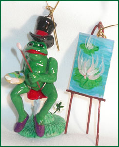 Froggy Monet clay ornament