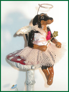 Merry Angel clay Doberman ornament