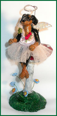 Merry Angel clay Doberman ornament