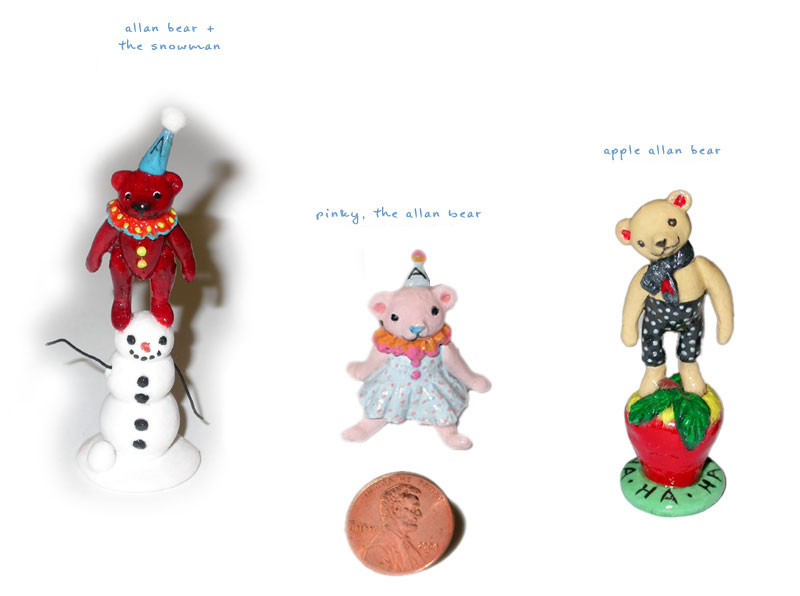 The Allan Bears, polymer clay miniatures figurines. The Allan Bears, polymer clay miniatures figurines.