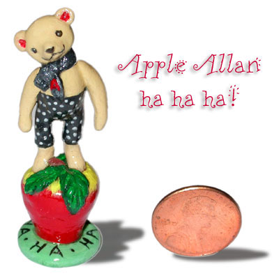 Merielle baby mermaid of polymer clay. Apple Allan mini bear