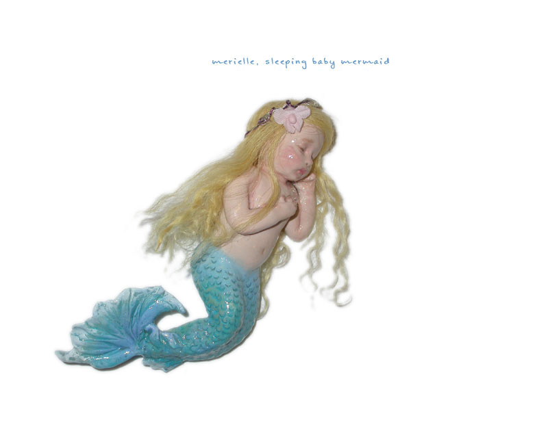 Merielle baby mermaid of polymer clay. Merielle baby mermaid of polymer clay.