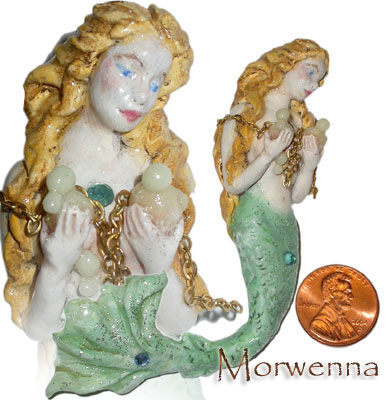 Morwenna the wistful mermaid, clay pin Morwenna the wistful mermaid, clay pin