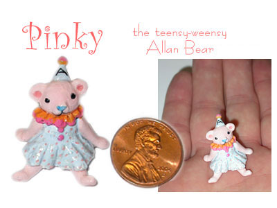 Merielle baby mermaid of polymer clay. Pinky the teensy weensy Allan Bear